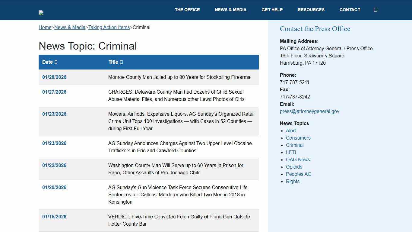 Criminal – PA Office of Attorney General